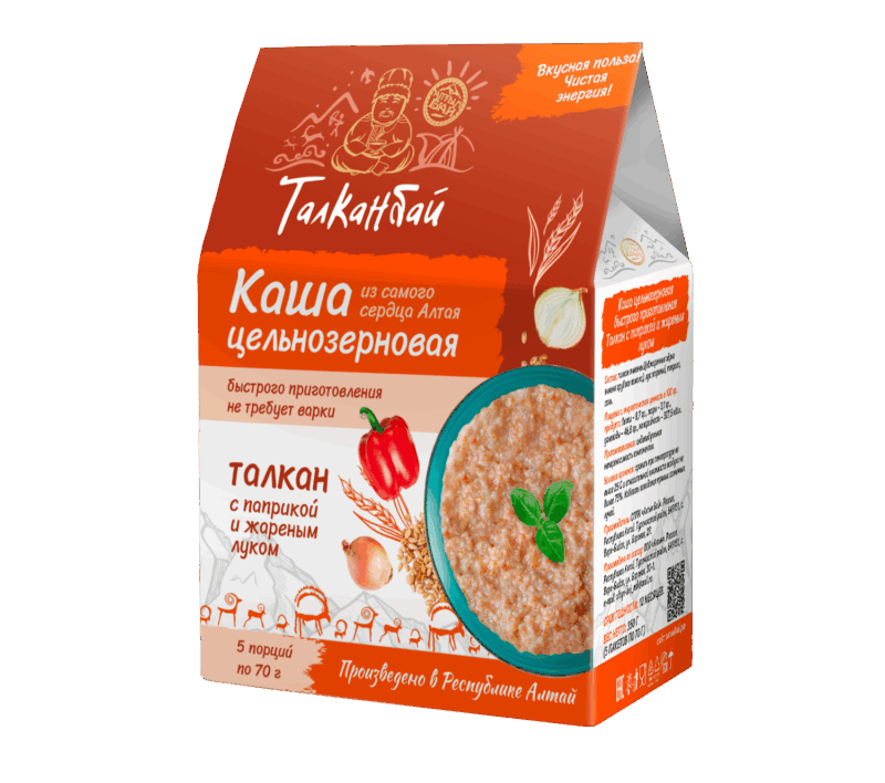 Каша цельнозерновая быстрого приготовления ТАЛКАН С ПАПРИКОЙ И ЖАРЕНЫМ ЛУКОМ, 350 гр.-2