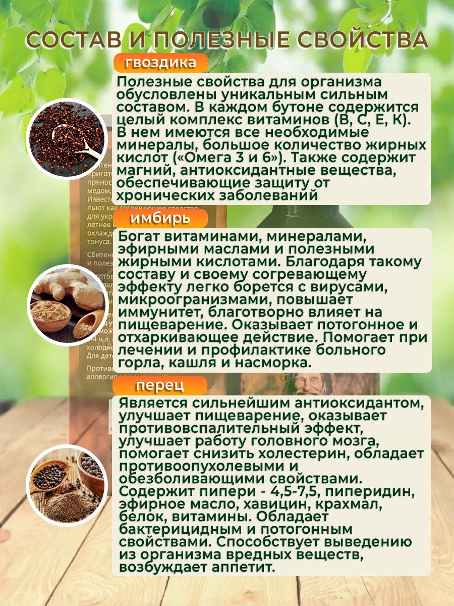 Сбитень старорусский рецепт №1 ПЕРЕЦ, 250 мл.-13