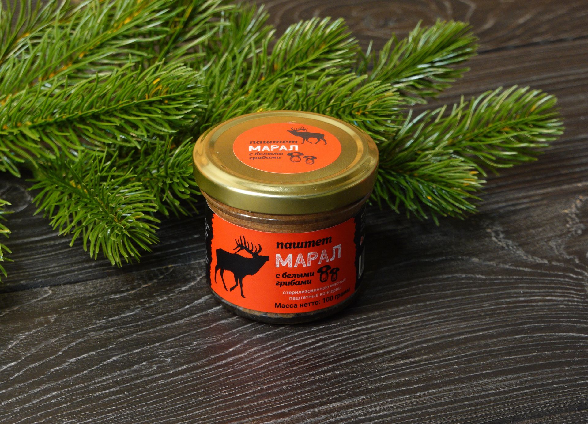 Паштет из мяса марала с белыми грибами 100г - упаковка 1 Шт.-2 Паштет из мяса марала с белыми грибами 100г - упаковка 1 Шт.-2