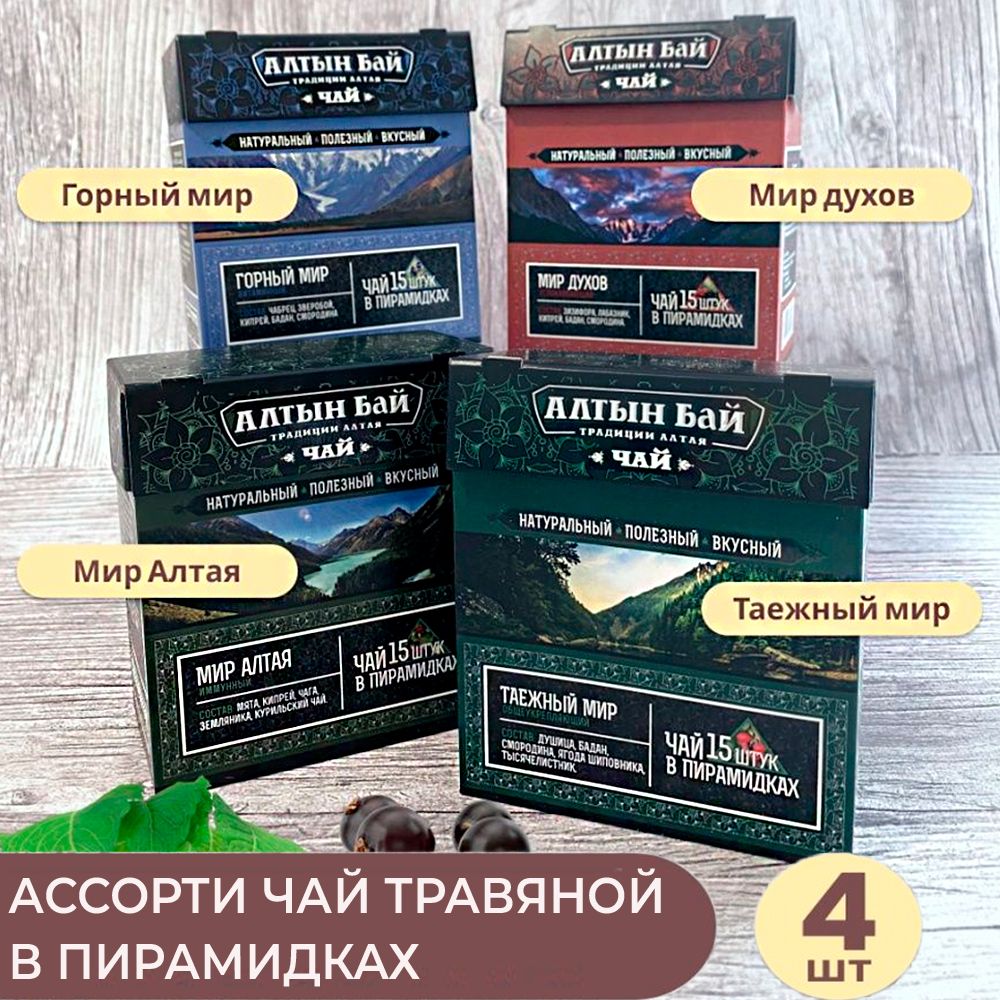 Набор чай травяной в заварочных пирамидках "ЧЕТЫРЕ МИРА", 4*15 пирамидок-2 Набор чай травяной в заварочных пирамидках "ЧЕТЫРЕ МИРА", 4*15 пирамидок-2