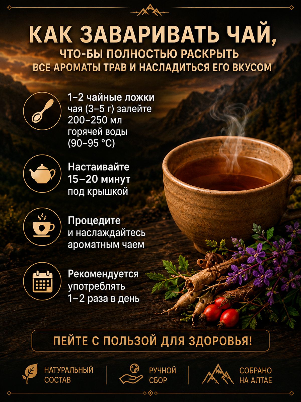 Чай из дикорастущих трав БАТЫР для мужского здоровья, крафт 100 гр.-30