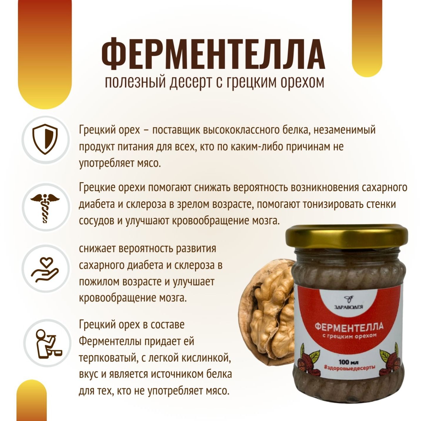 Ферментелла с грецким орехом 100 мл. СТЕКЛО-3