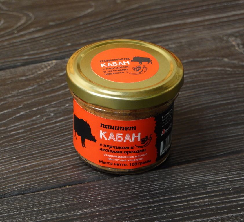 Паштет из мяса кабана с перчиком и лесными орехами 100г - упаковка 1 Шт. Паштет из мяса кабана с перчиком и лесными орехами 100г - упаковка 1 Шт.