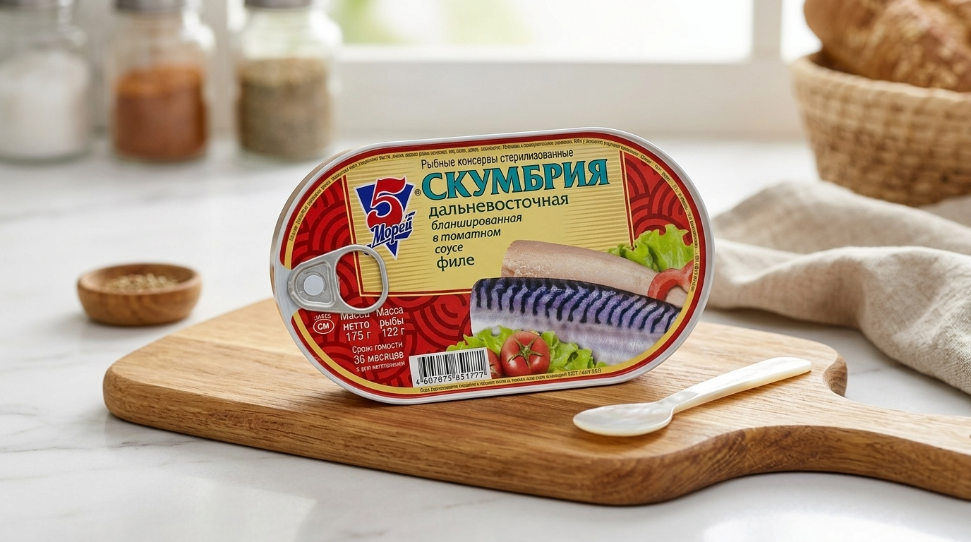 Консервы рыбные стерилизованные "Скумбрия дальневосточная бланшированная в томатном соусе, филе", 175 грамм