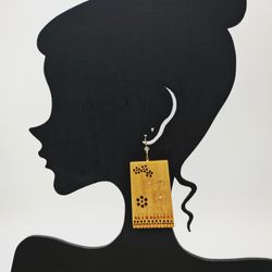 Серьги Деревянные кружева