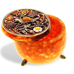 Шкатулка "Малиновка" из янтаря