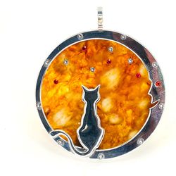 Украшение елочное "Кот на луне", бронза