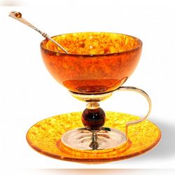 Деликатесный набор "Шар" из янтаря, бронза