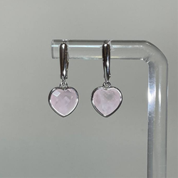 Серьги "сердце из розового кварца"