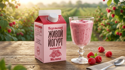 Йогурт козельский "Живой" Малина 2.5% 450 грамм