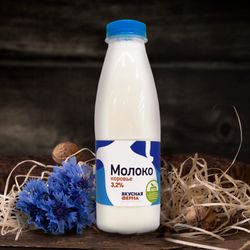 Молоко коровье 3,2-5,0% пастеризованное, 0,5 л.
