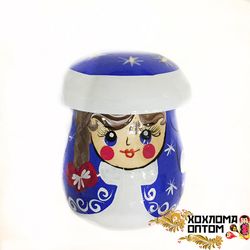 Солонка с росписью "Гриб Снегурочка" новогодняя
