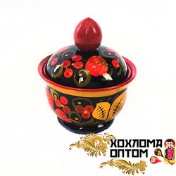 Солонка с хохломской росписью "Средняя"