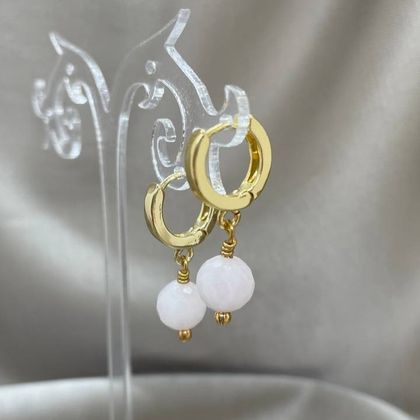 Серьги с розовым мадагаскарским кварцем