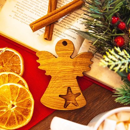 Новогодняя деревянная ёлочная игрушка Ангел