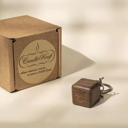 Брелок из натурального дерева Тёмный Кубик Брелок из натурального дерева Тёмный Кубик