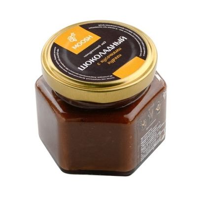 Мёд шоколадный с кусочками кураги, 130 г.