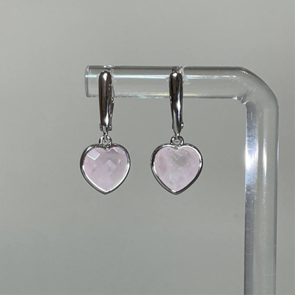 Серьги "сердце из розового кварца"