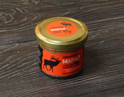Паштет из мяса марала с белыми грибами 100г - упаковка 1 Шт. Паштет из мяса марала с белыми грибами 100г - упаковка 1 Шт.