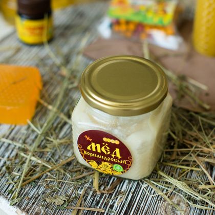 Кориандровый мед в стеклян баночке - 350 грамм