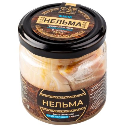 Ломтики филе нельмы слабой соли в масле
