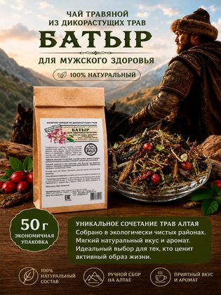 Чай из дикорастущих трав БАТЫР для мужского здоровья, 50 гр.