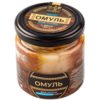 Ломтики филе омуля слабой соли в масле