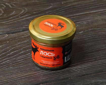 Паштет из мяса лося с брусникой 100г - упаковка 1 Шт. Паштет из мяса лося с брусникой 100г - упаковка 1 Шт.